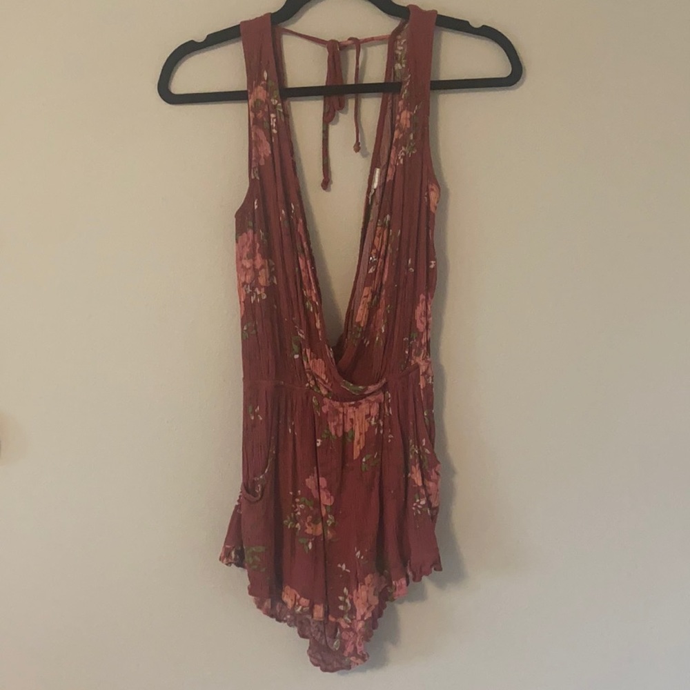 Red floral Romper